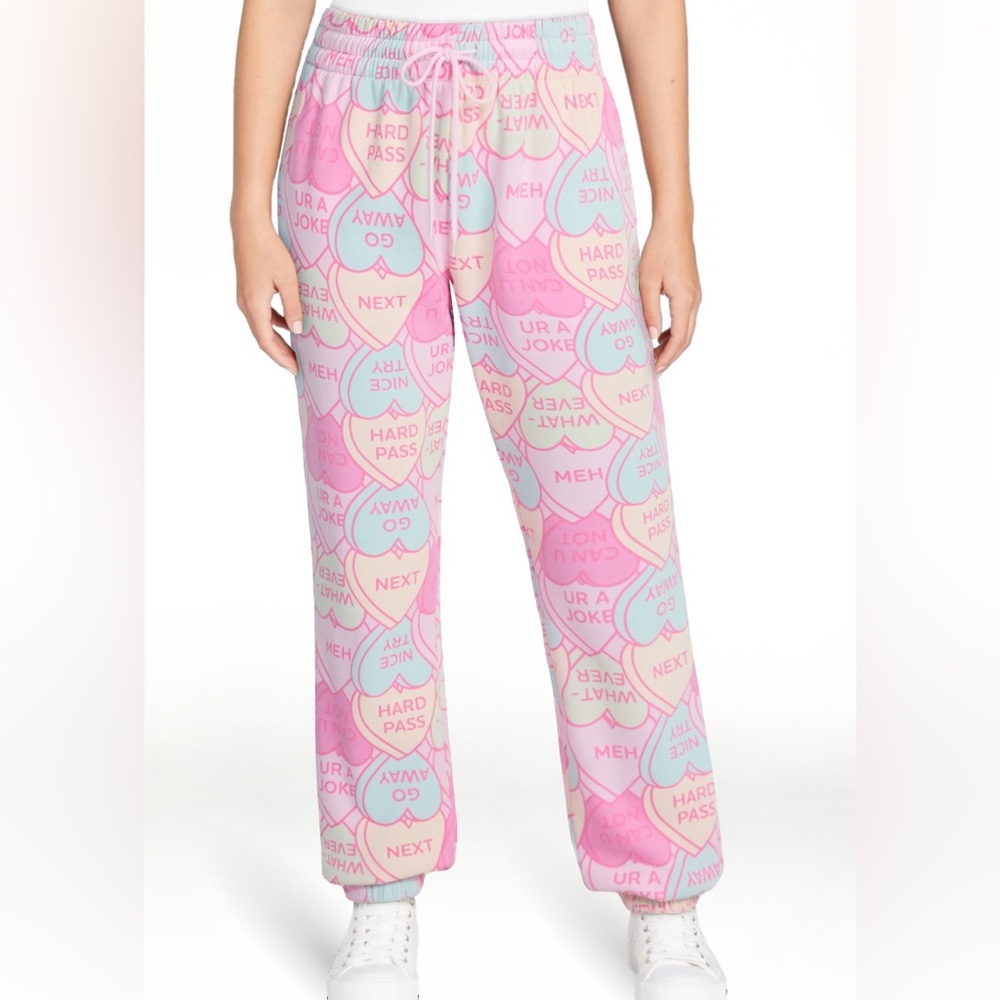 Candy Hearts Fleece Joggers - NWT (Sizes: M)